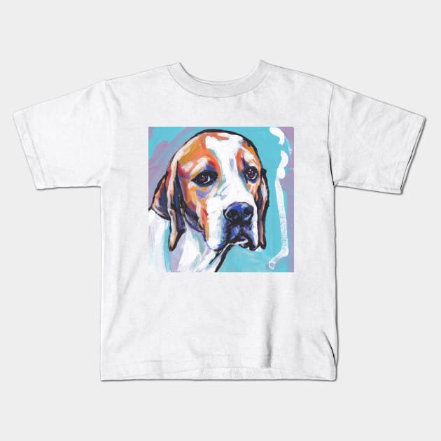 English Pointer Dog Bright colorful pop dog art Kids T-Shirt by bentnotbroken11